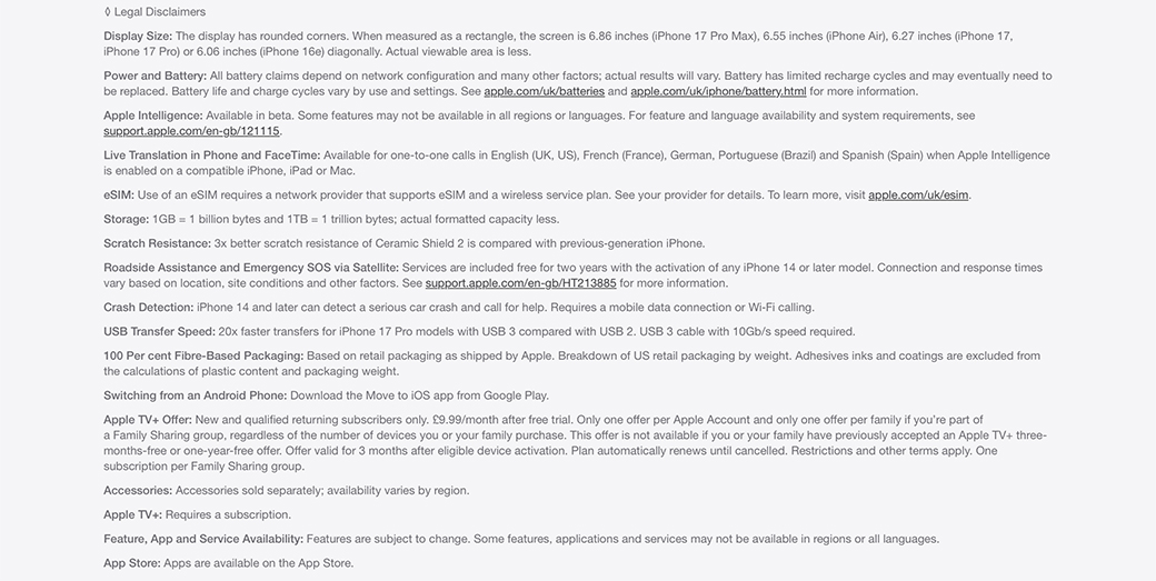 iPhone 17 Pro Max - PDP River small print