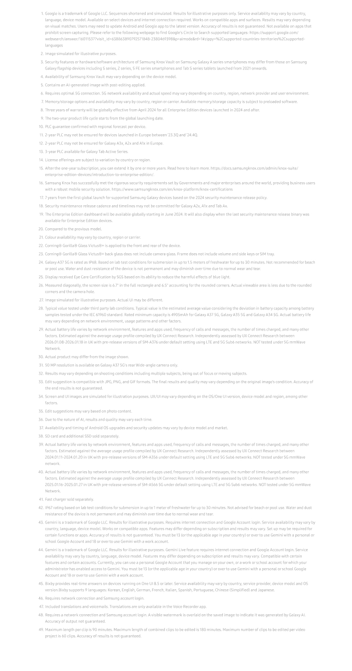 Samsung Galaxy A37 PDP River Terms